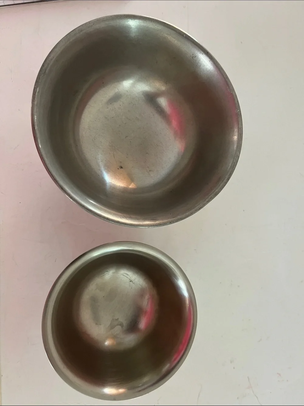 Set of 2 pewter Revere style reproduction bowls  EB Rogers Silver Co /Woodbury